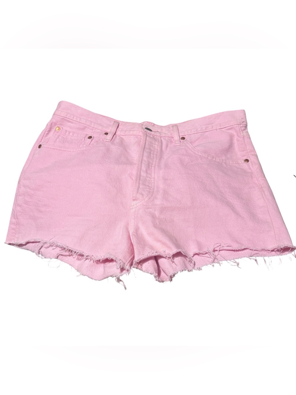LEvis Pink High-Rise Denim Cutoff Shorts